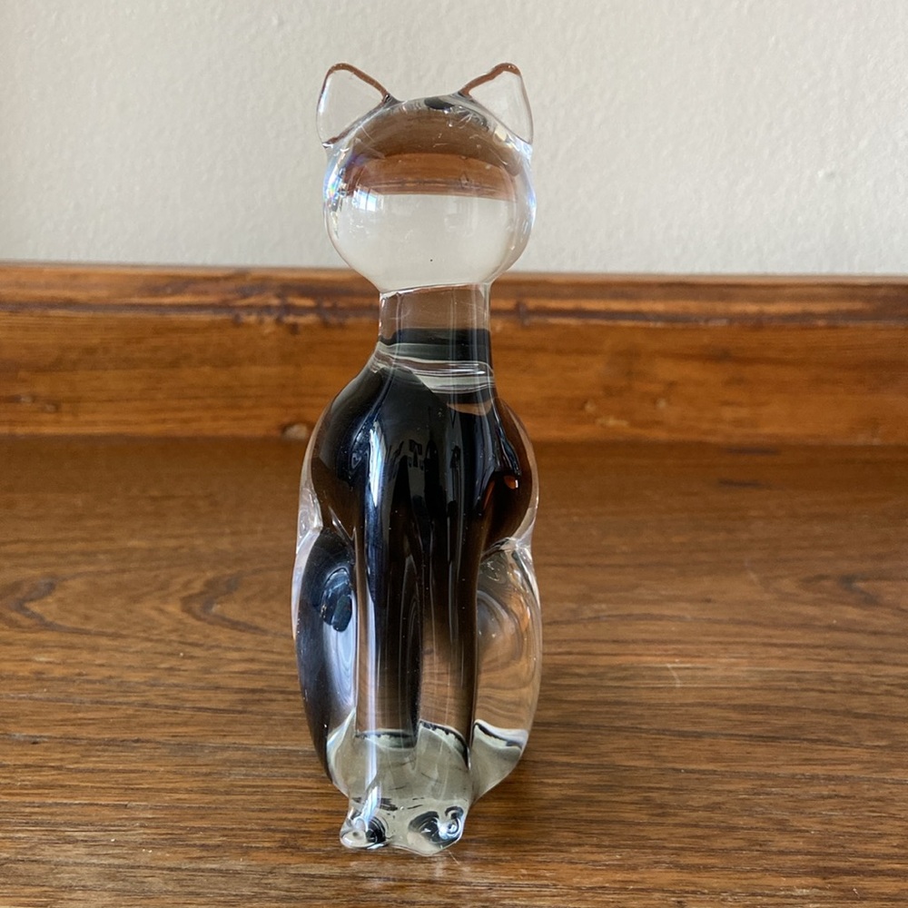 RARE V. NASON CO. ITALIAN MURANO GLASS CAT MCM MODERNIST RETRO PAPERWEIGHT